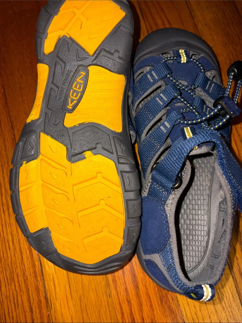 Keen Kids Navy Blue Water Shoes with Yellow Accent